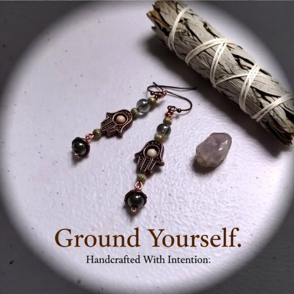 Hamsa Hand | Unique & Handmade | Dangle Earrings | Blessings Love & Protection | - Picture 3 of 14